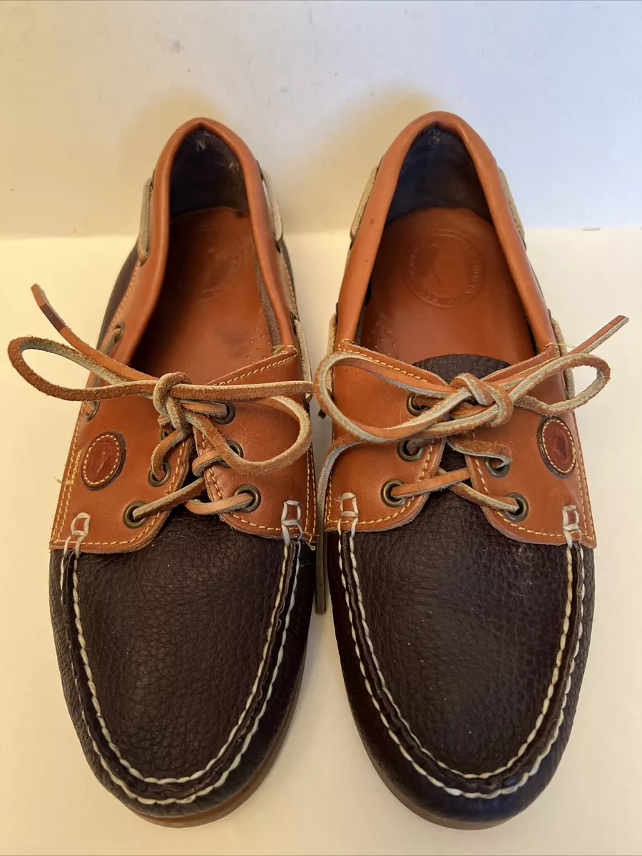 Dooney Bourke Womens Two Tone Brown Leather Lace Up Boat Shoes Size 8