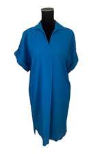 Ann Taylor Sheath Dress Womens Small Blue collar short sleeve
