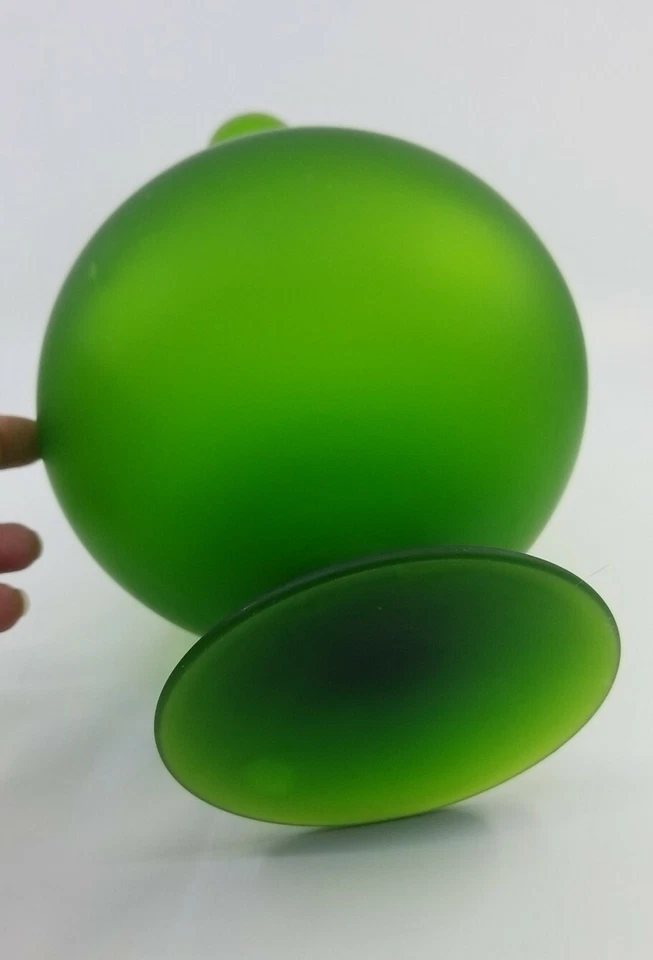 Zodax 14" Hand Blown Round Green Glass Decanter With Round Clear Stopper - Image 4 of 4