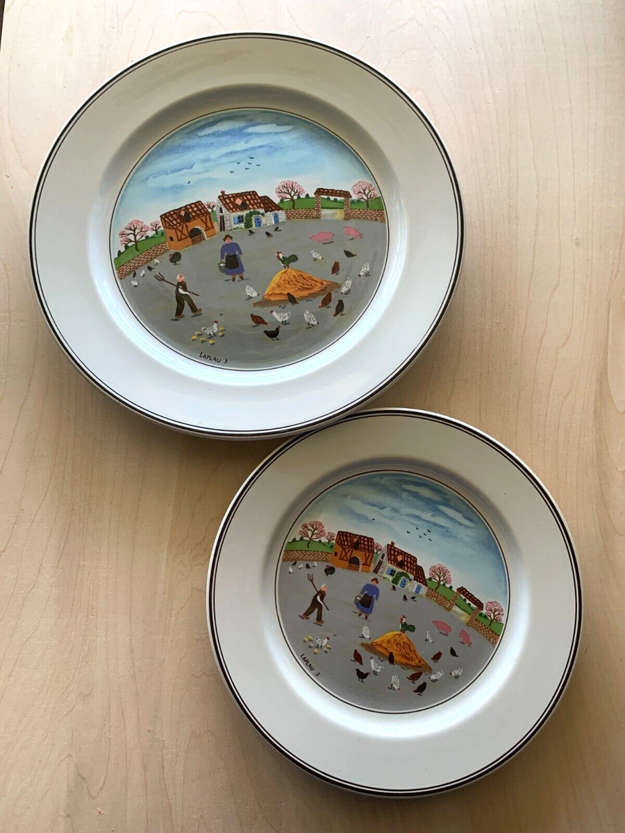 Vtg Villeroy Boch Design Naif LOT of Dinner Salad Plate Laplau Folk  Art