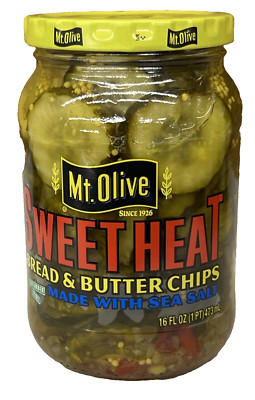 Mt Olive Pickles Sweet Heat Bread & Butter Chips with Sea Salt 16 oz