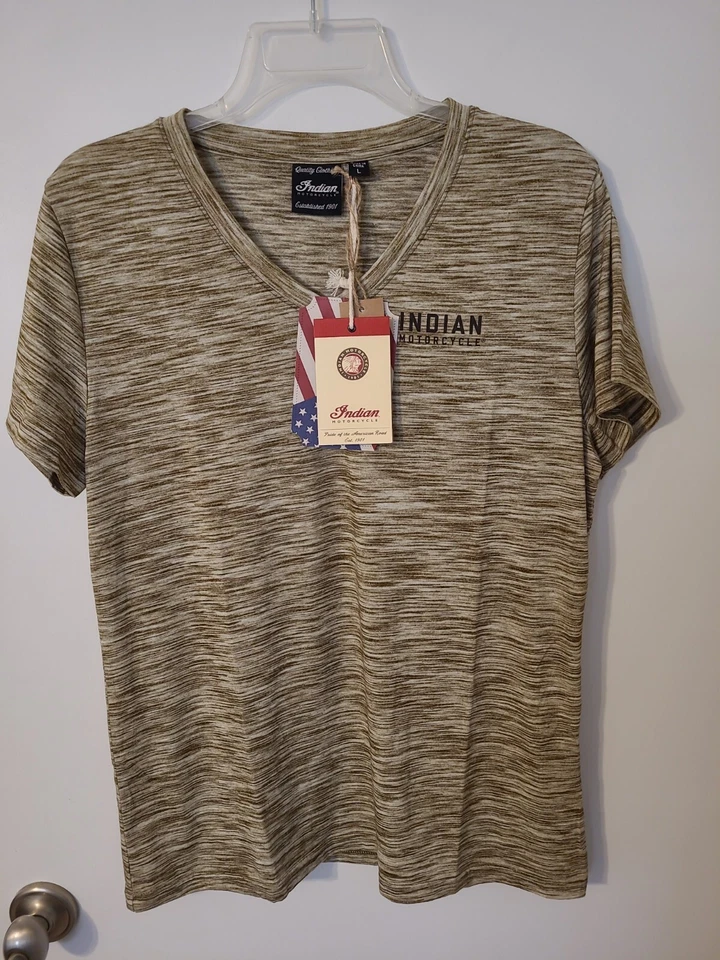 NUEVO CON ETIQUETAS Indian Motorcycle Mujer Plantilla Bloque Icono Camiseta Caqui Talla Grande 286297406 Foto 3 de 4