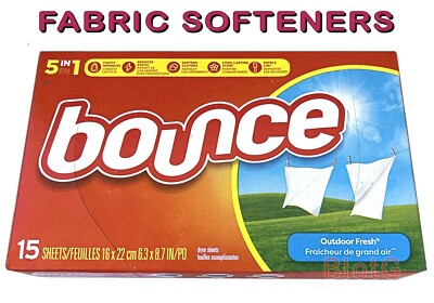 BOUNCE Fabric Softeners Outdoor Fresh Scented For Laundry & Dryer 15 Sheets 1Box