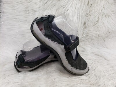 ECCO Black Gray Leather Mary Jame Casual Active Shoes Womens Size US 9 EUR 40