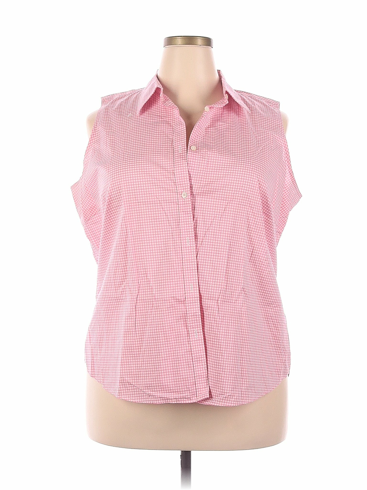 Lauren by Ralph Lauren Women Pink Sleeveless Button-Down Shirt 2X Plus |  eBay