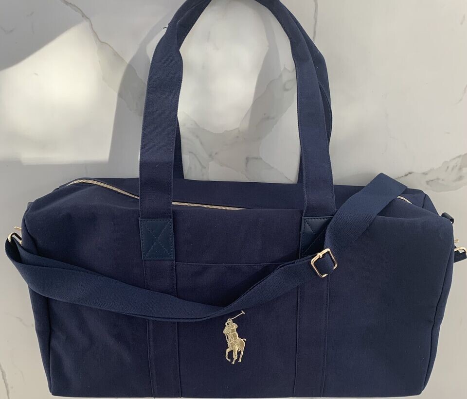 Brand New POLO Ralph Lauren DUFFLE Gym CARRY-ON Weekender Bag NAVY