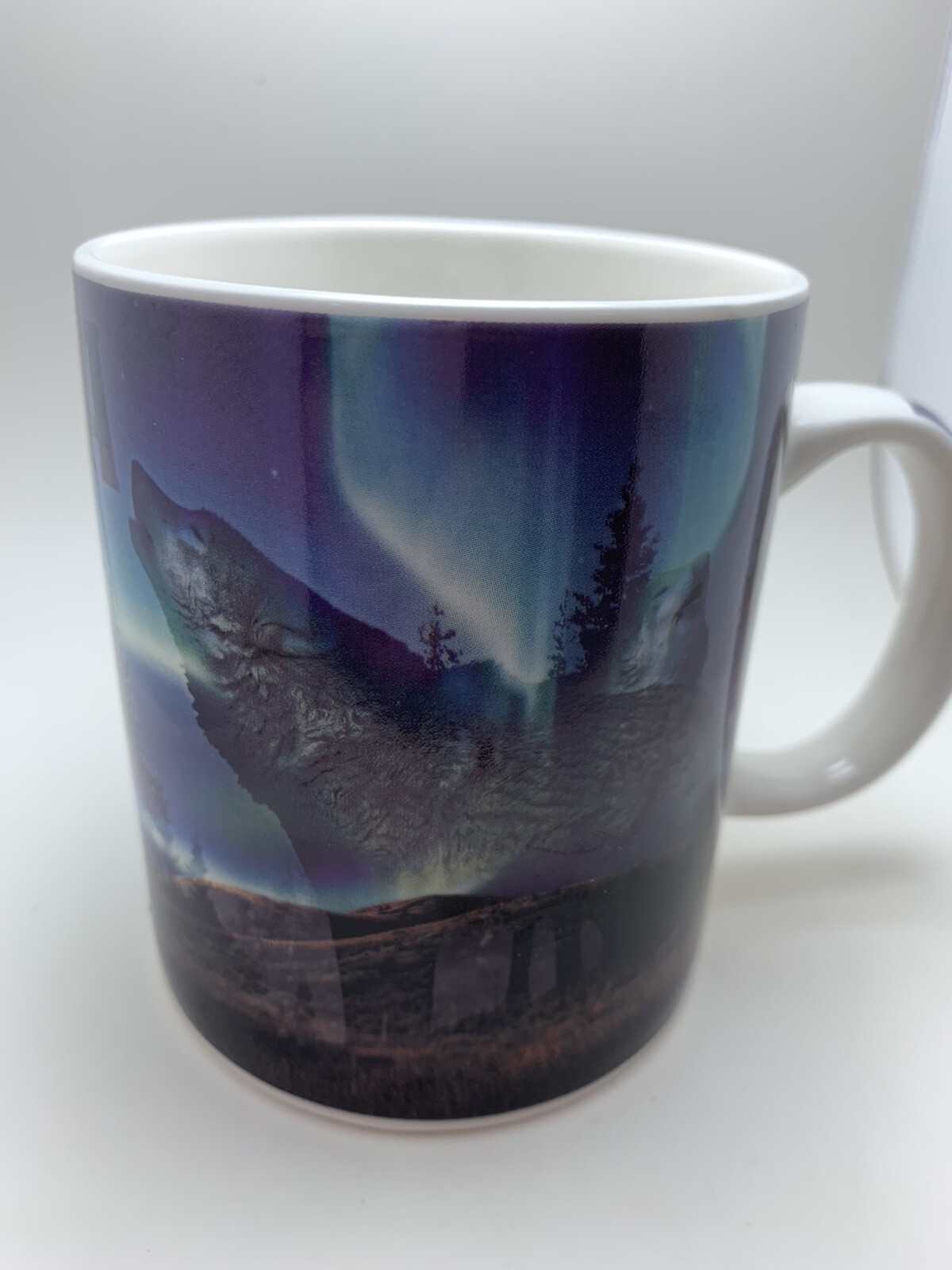 Artic Circle Enterprises Alaska Coffee Mug Wolf Wolves Northern Lights Pre-Owned