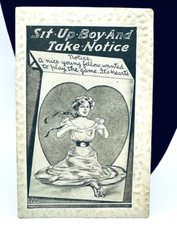 Vintage Postcard Sit Up Boy And Take Notice USA Made Unposted Divided