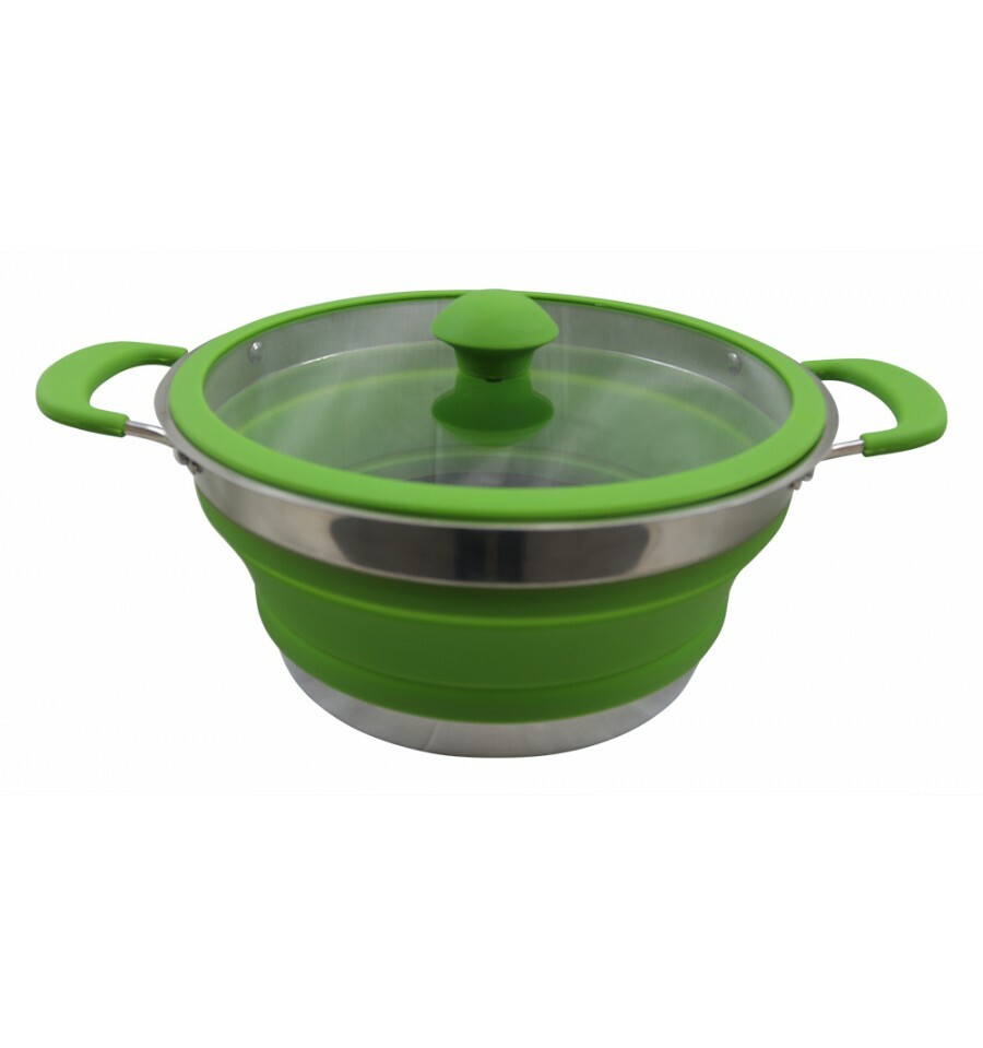 Vango Cuisine 3.0 Litre Camping Collapsible Casserole Cook Pot - Herbal Green