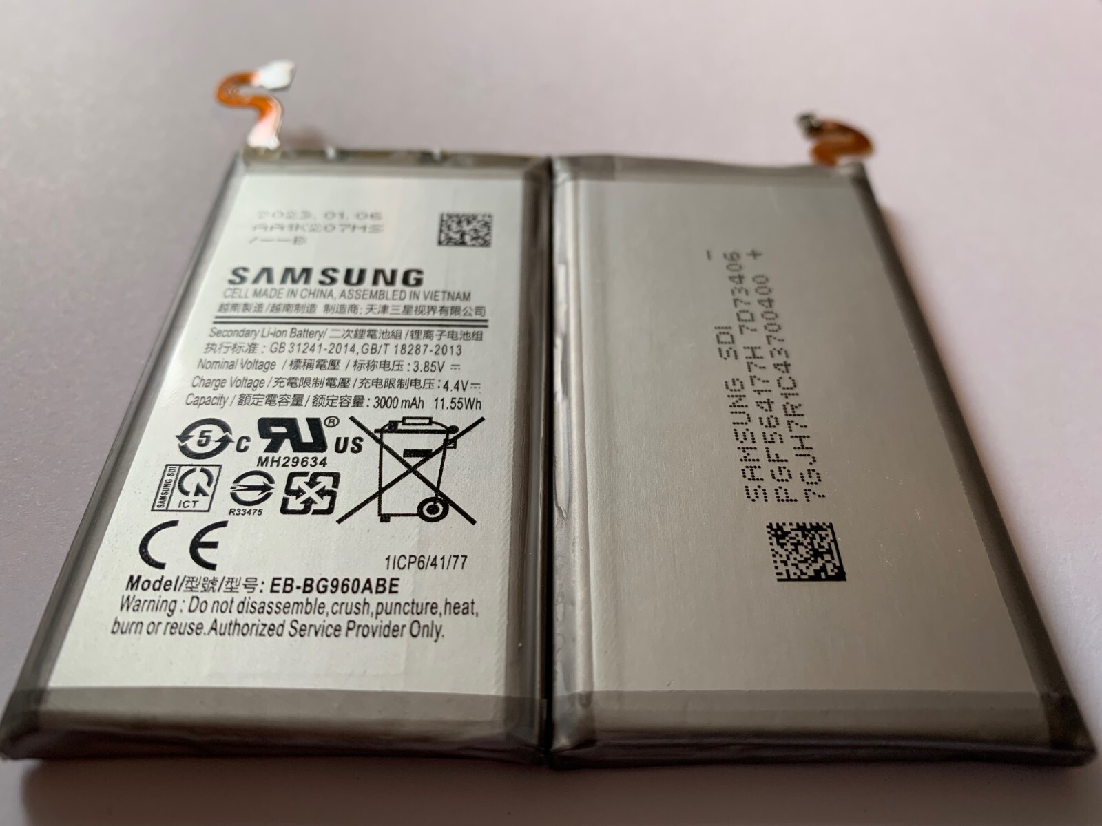 Batterie Galaxy S9 originale Samsung SM-G960F de 3000mAh pour retrouver l'autonomie initiale