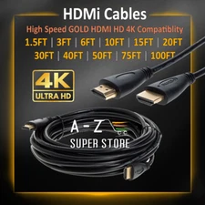 HDMI To HDMI Cable 4K HD TV Monitor lot Video Game Phone Tablet PC (ALL LENGTHS)