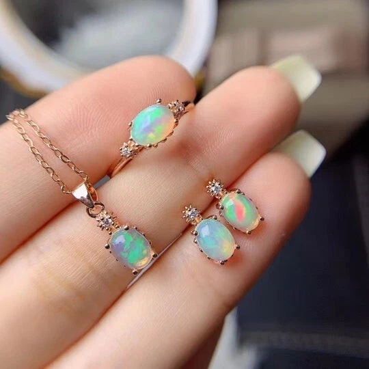Natural opal cheap jewelry set