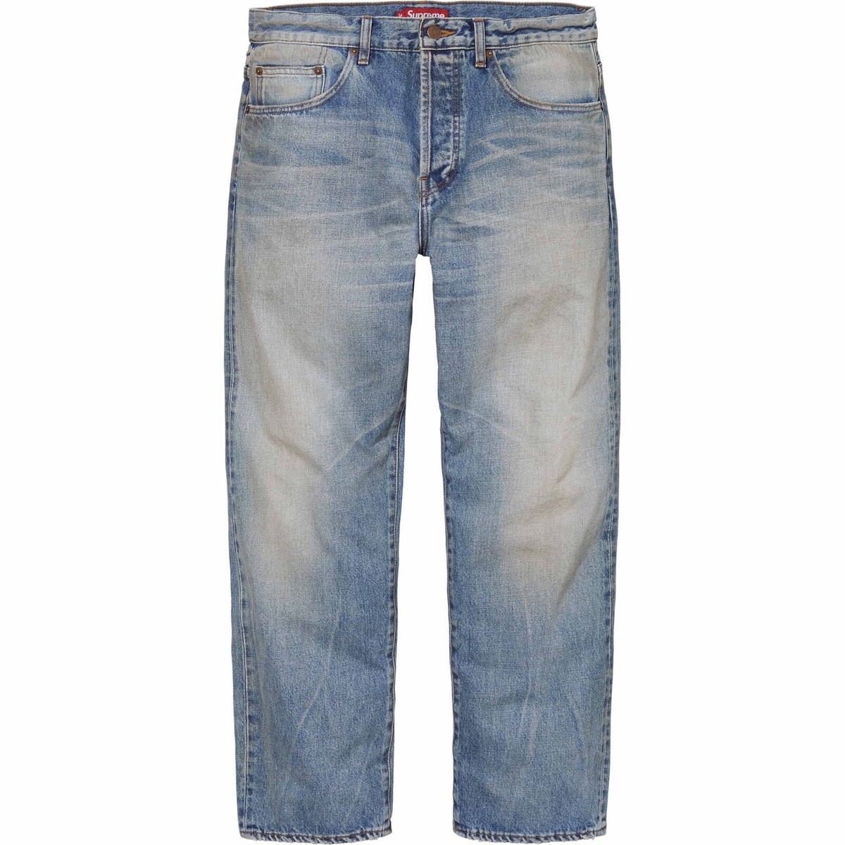 Supreme DISTRESSED LOOSE FIT SELVEDGE JEAN Size 34 in Washed Supreme DISTRESSED LOOSE FIT SELVEDGE JEAN Size 34 in Washed