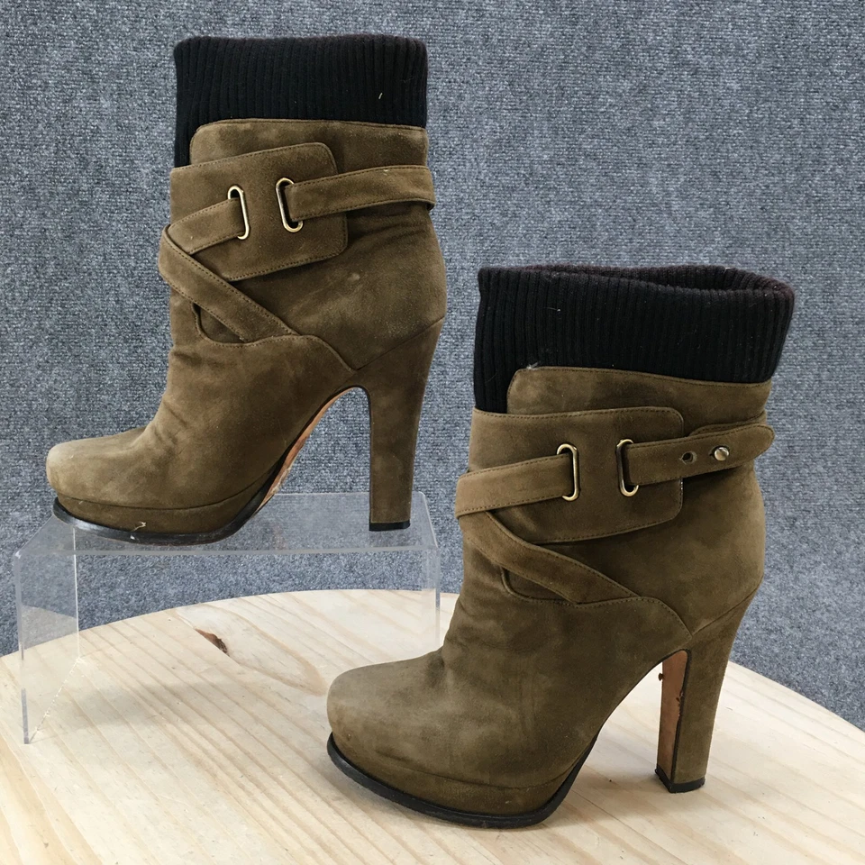 Joan & David Botas Mujer 7 M Beesley Suéter Puño Tacones Botín Gris Gamuza Foto 2 de 4