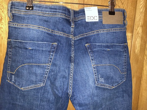 Pantalones de mezclilla elásticos de pierna recta azul medio Esprit Premium nuevos con etiquetas talla W31/L34 - Imagen 7 de 12