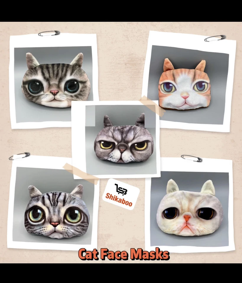 Cat Kitty 3D Design Face Masks Furry Cute Washable Breathable Trendy - Image 3 of 3