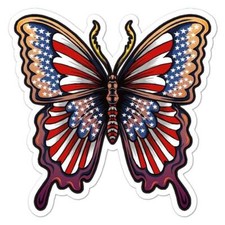 USA American Flag Butterfly Sticker Decal