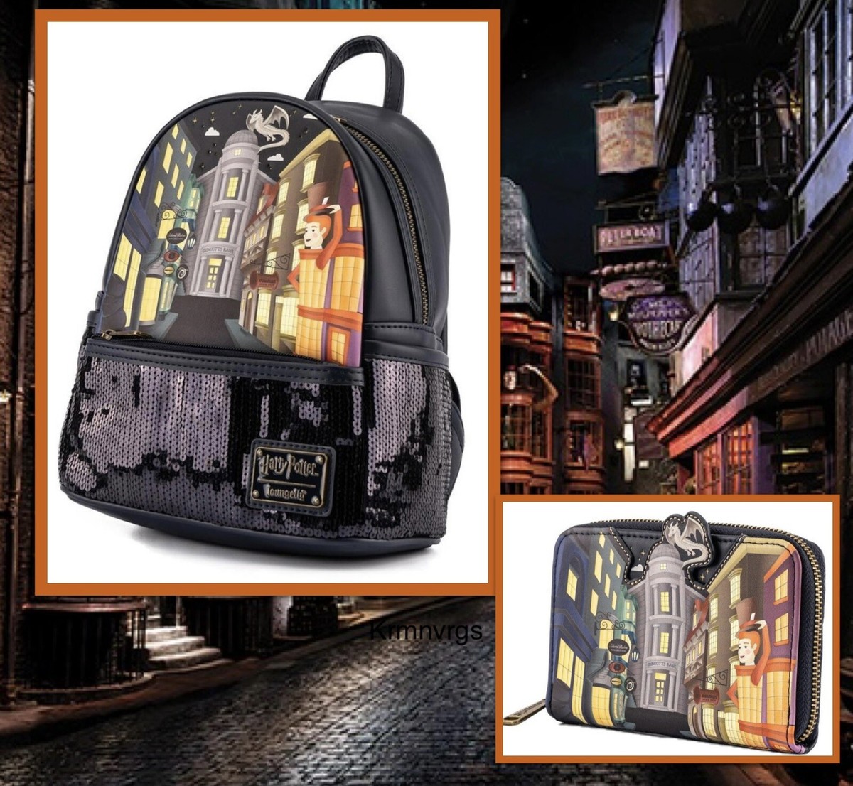 LOUNGEFLY X Harry Potter DIAGON ALLEY Sequin Mini Backpack  display picture 3