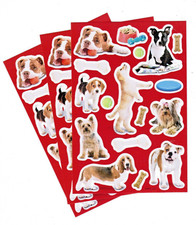 3 Sheets Adorable Puppy Dog Bones Toys Bulldog Terrier Lab Scrapbook Stickers