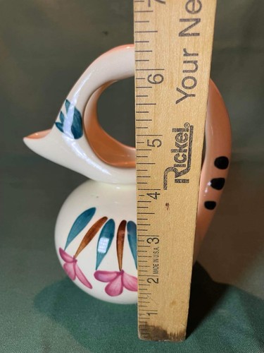 Vintage Signed Purinton Slip Ware Pottery Small Floral Pattern Pitcher Honey Jug - Picture 4 of 7