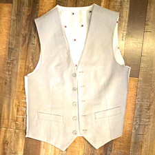 Tommy Hilfiger Men's Gray Solid Formal Button-Front Vest w/ White Lining