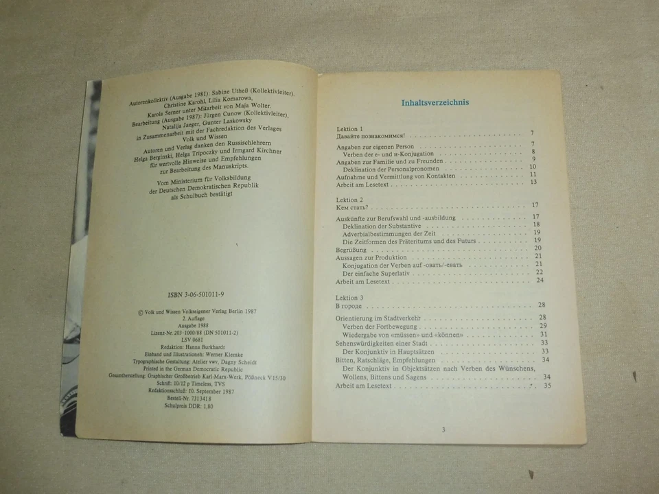 altes DDR Schulbuch Lehrbuch Russisch für Klasse 10 1988 21x14,5cm - Bild 3 von 4