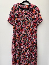 Damart Multicoloured Floral Pattern Short Sleeve Midi Maxi Dress Size 20