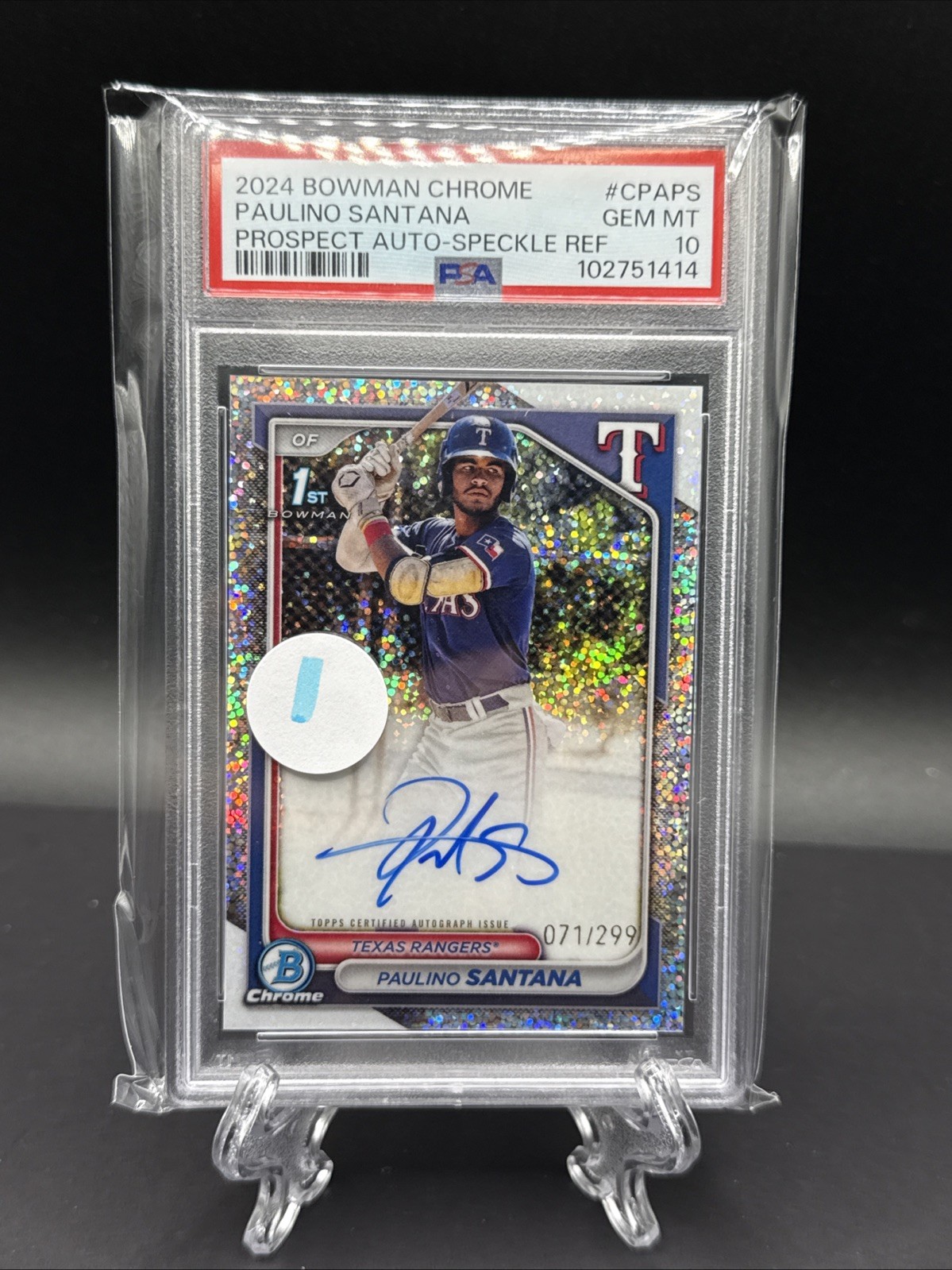 2024 Bowman Chrome Paulino Santana Auto Speckle Refractor 1st /299 PSA 10