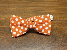 New Trendy Ties Pre-tied Clip Adjustable Orange White Polka Dot Bow Tie Child