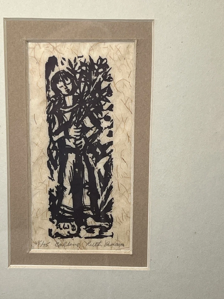 VTG RUTH ANAYA Serigraph Print CALLING Handmade Paper Hard SIGNED & Number 45/75 - Image 2 of 4