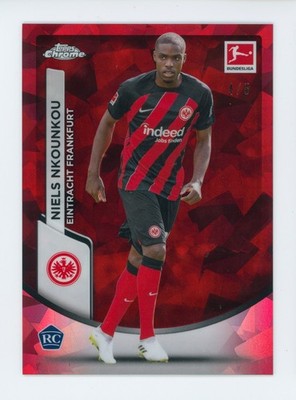 2023-24 Niels Nkounkou Topps Chrome Sapphire Red Eintracht Frankfurt Rookie 4/5