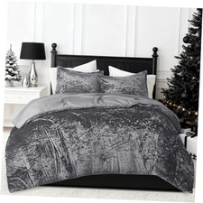 Juliette Luxe Comforter Set Velvet Lush with Soft Brushed King Grey Comforter