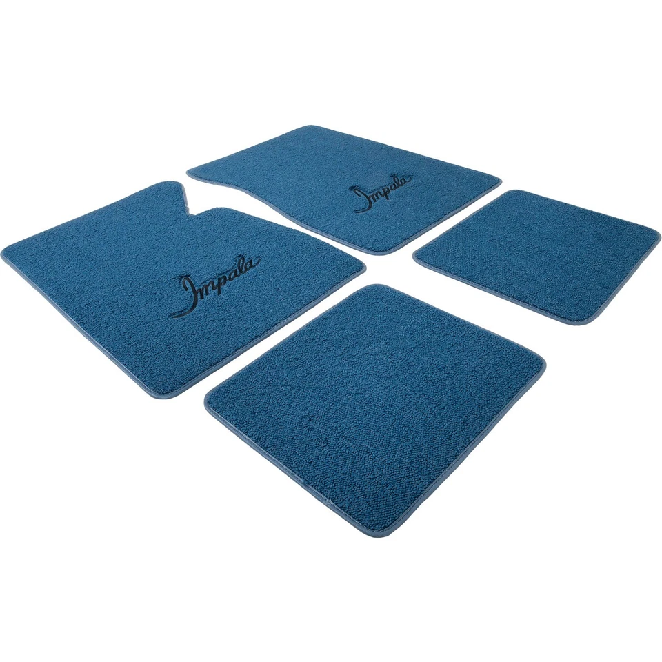 Juego de 4 alfombrillas Chevrolet Bel Air 1958-70; bucle; logotipo Impala Script; pantalla Foto 4 de 4