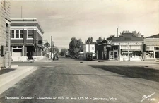 1940s Greybull Wyoming Business District US 20 Sanborn RPPC Postcard 25-9195