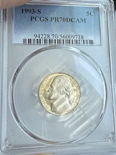 1993-S Jefferson Proof 5c ~ PCGS PR70 DCAM ~ Lite Tone ~ Perfect Grade Bargain!