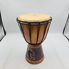 Hand Painted Jamacian Djembe Drum with Rope Tuning Animal Skin Head
