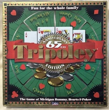 Tripoley 65th Anniversary Edition Board Game w/Rotating Turntable - Cadaco 1997