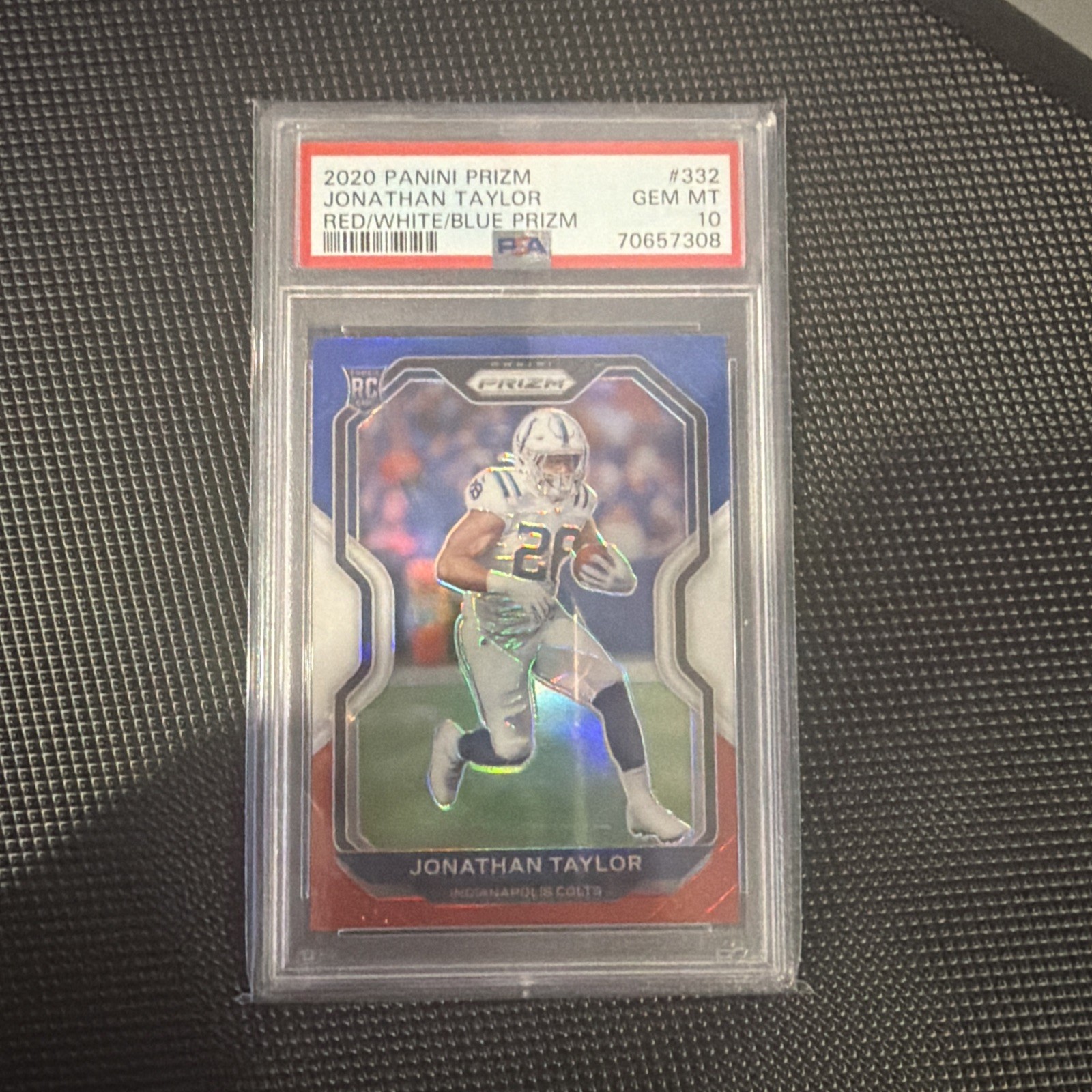 2020 Prizm Red White Blue RWB #332 Jonathan Taylor RC Rookie Gem Mint PSA 10