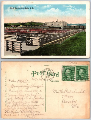 #ad Stock Yards Sioux Falls SD Postcard $4.87
