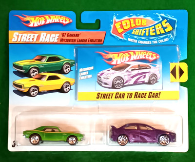 Hot Wheels 2008 Color Shifters Street Race 2 Pack, '67 Camaro, and Lancer, NIP!