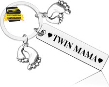 New Mom Gifts Keychain for Twin Mom New Mother Keychain Expecting Mother Present