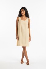 Vintage Jones New York Cream Linen Dress Size 8 Sleeveless Made In The USA