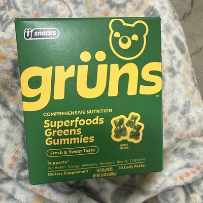 Gruns Superfood Greens Gummies 35 Daily Packs Multivitamin Whole Food 1 Box READ