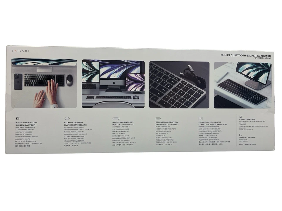 Satechi Slim X2 Bluetooth Backlit Keyboard For Mac Black Grey Wireless BT New - Image 2 of 4