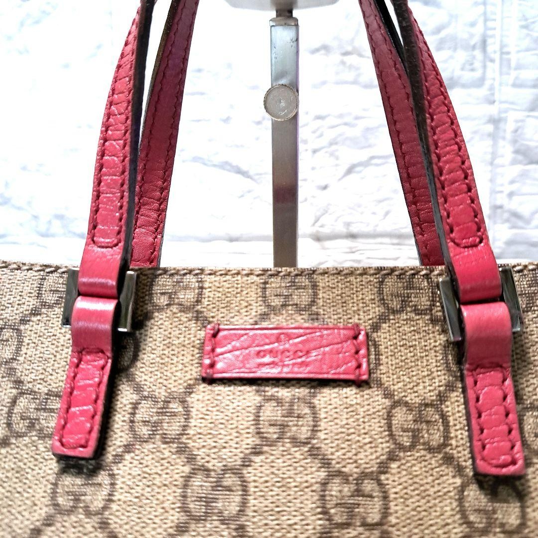 Gucci GG Supreme PVC Leather Mini Tote Bag in Brown & Pink Pre-Owned