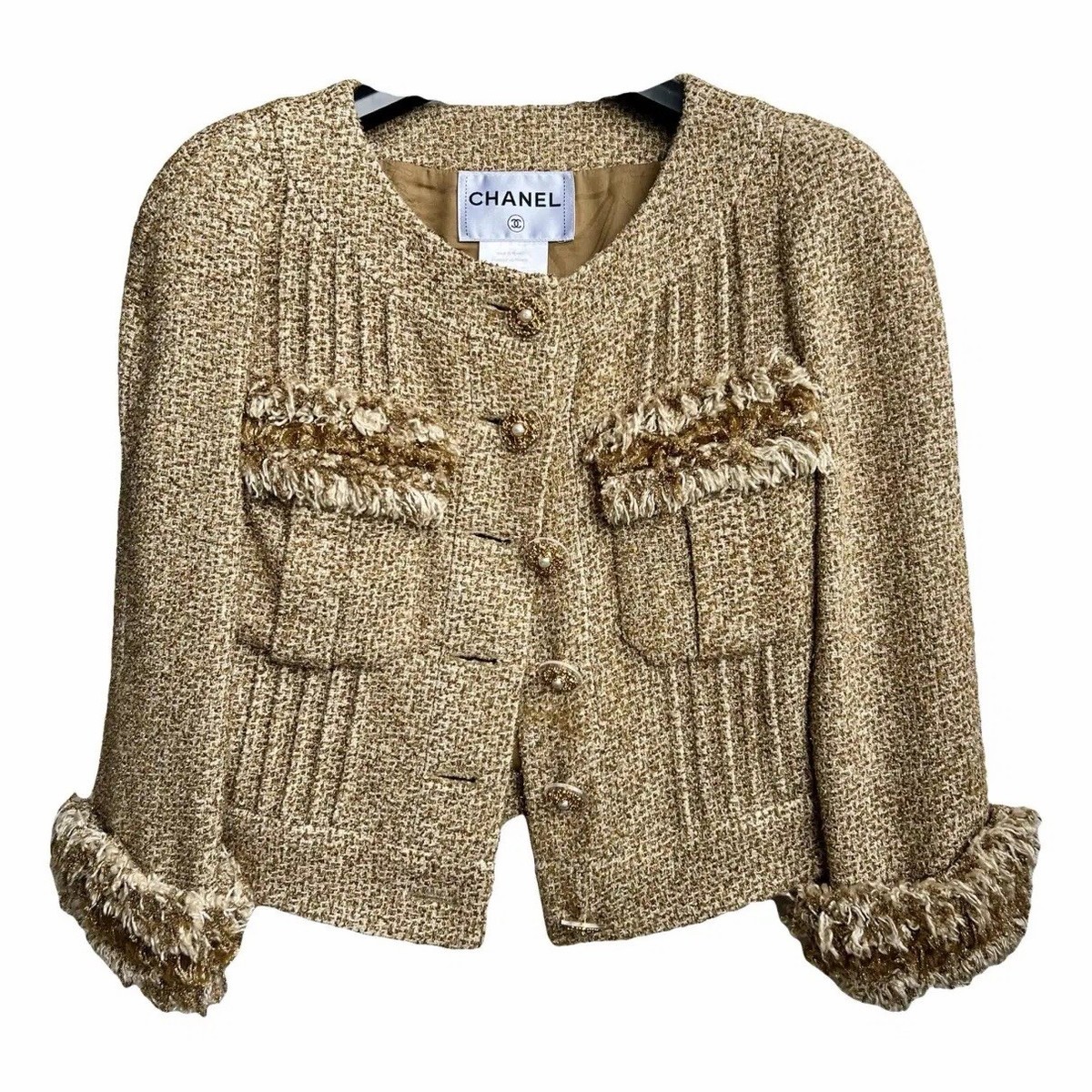Chanel 13C Runway Versailles Gold Fringe CC Button Tweed Jacket