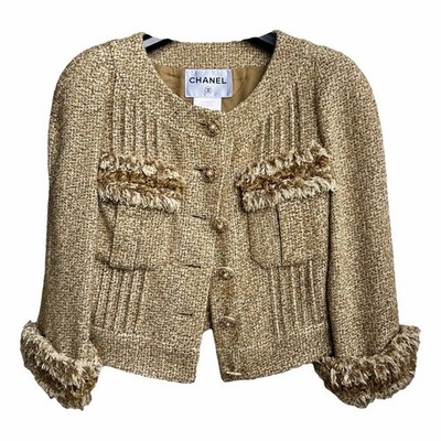 Chanel 13C Runway Versailles Gold Fringe CC Button Tweed Jacket