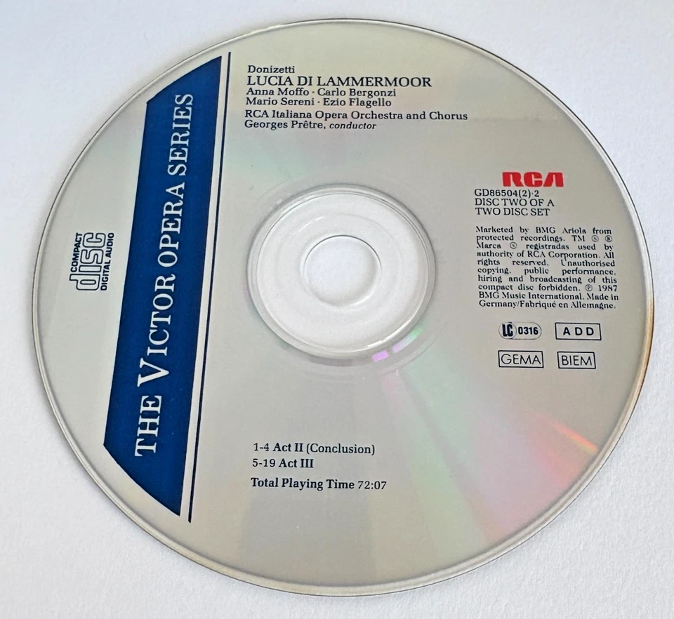 2 CDs Donizetti LUCIA DI LAMMERMOOR Moffo Bergonzi Prêtre | excellent (C8102) - Bild 4 von 4