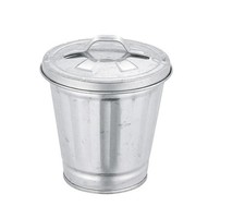 Silver Mini Galvanized Trash Can with Lid,Small Metal Buckets with Lids,Wasteba