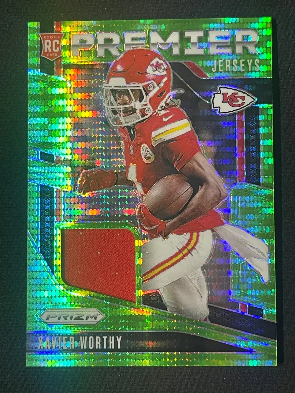 2024 Prizm Xavier Worthy Premier Jerseys RC Neon Green Pulsar #PJ-XWY Chiefs JP